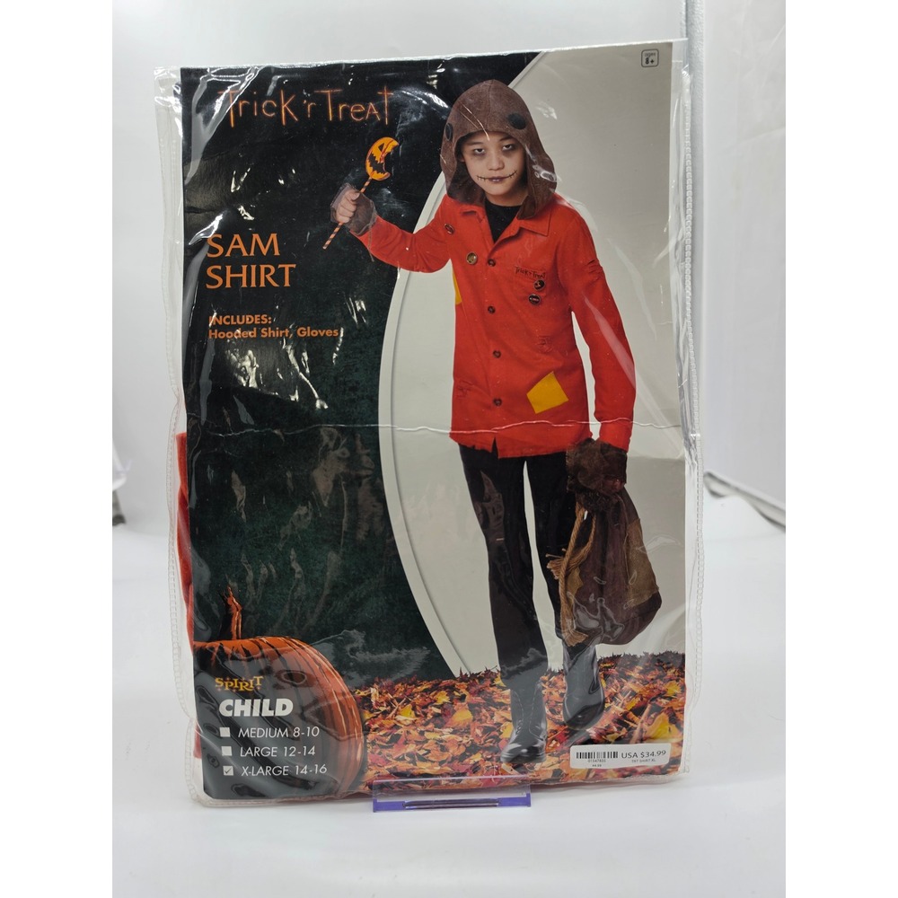 Spirit Halloween Trick R Treat Sam Shirt Costume Child XLarge 14-16 New